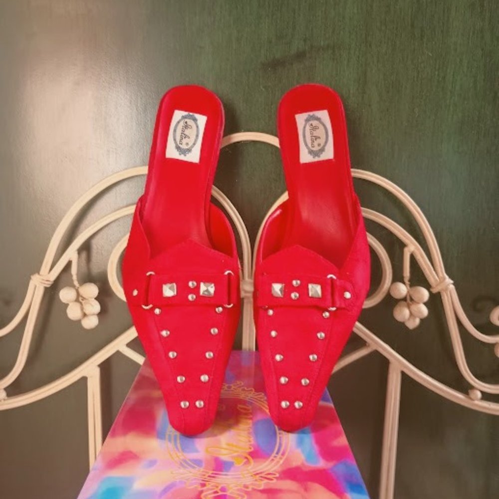 ITALINA BY SUMMER RIO Red Mule, NEW! size 6, faux suede